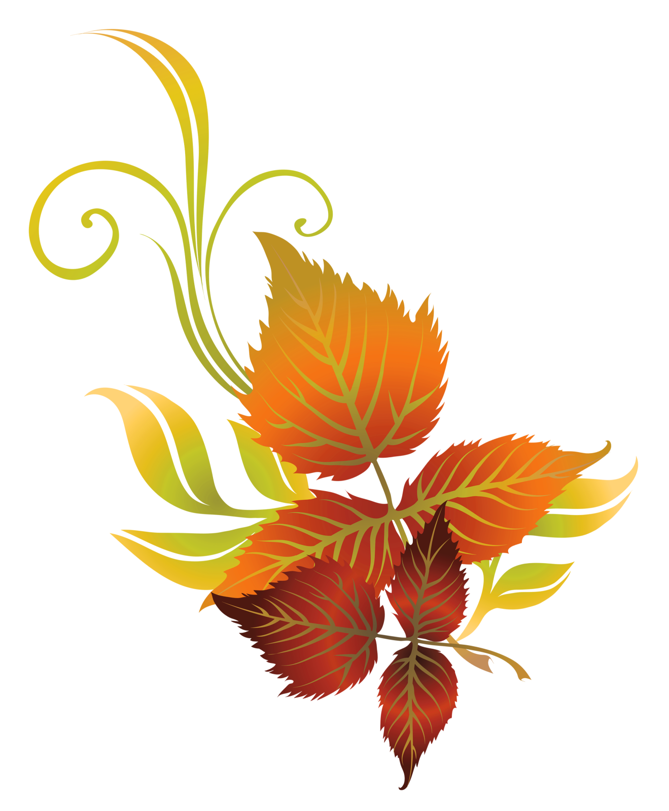 a bunch of autumn leaves with swirls