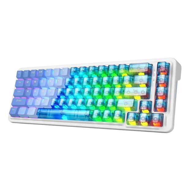 a computer keyboard with colorful keys on it