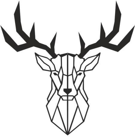 a black and white image of a deer head