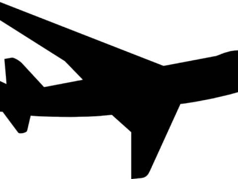 a black and white silhouette of an airplane