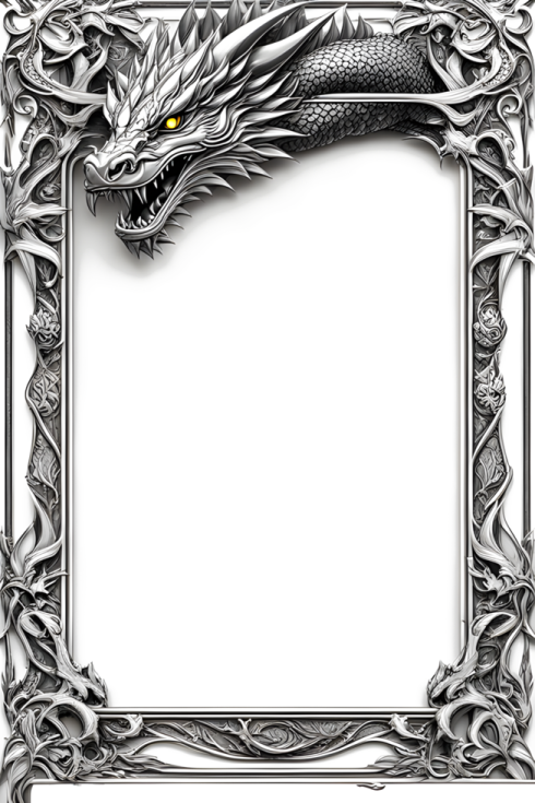 a frame with an image of a dragon on it