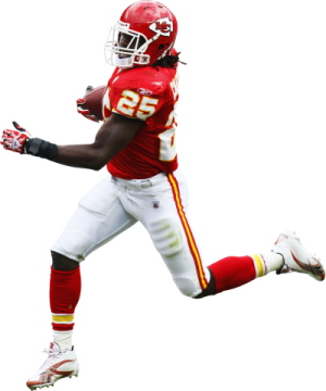 a football player running with the ball in his hand