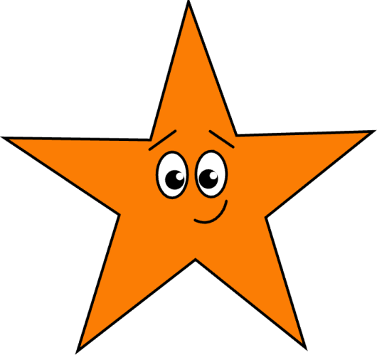 an orange star with a smiling face