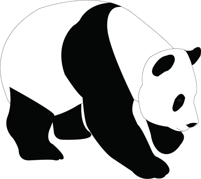 a panda bear silhouetted on a white background