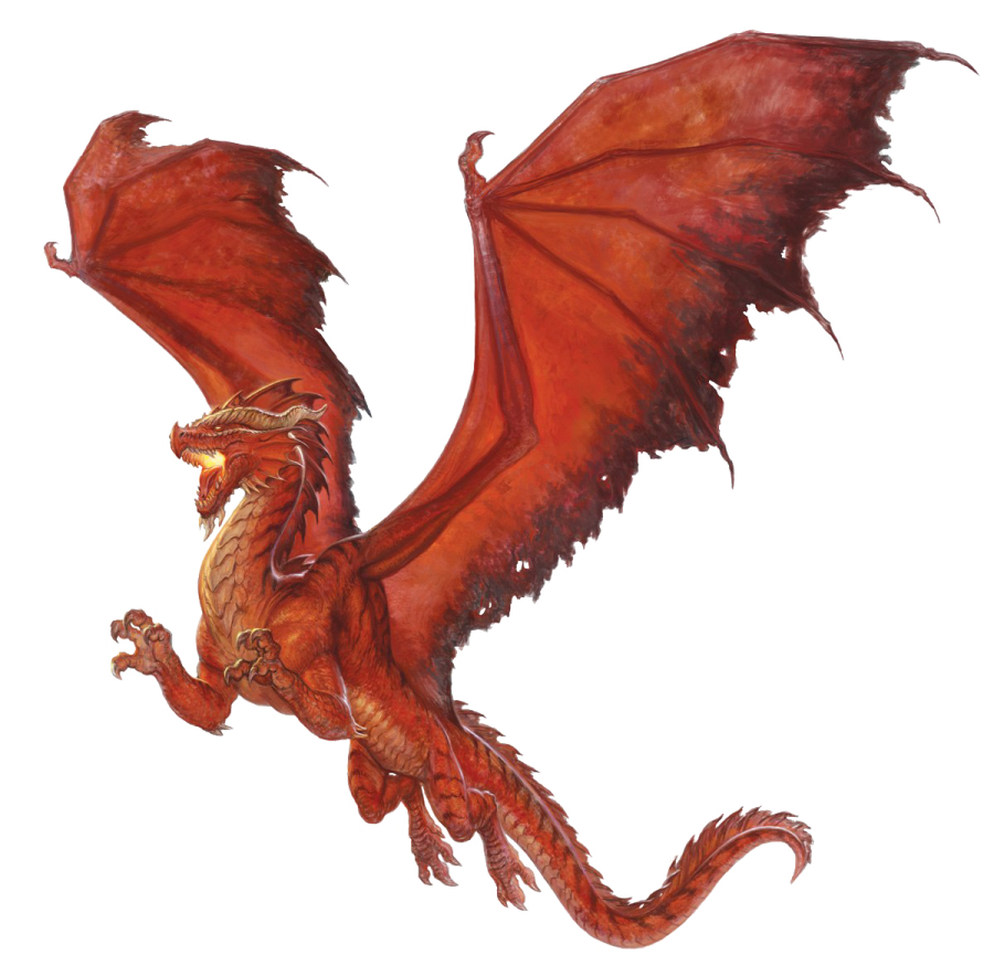 a red dragon flying in the air