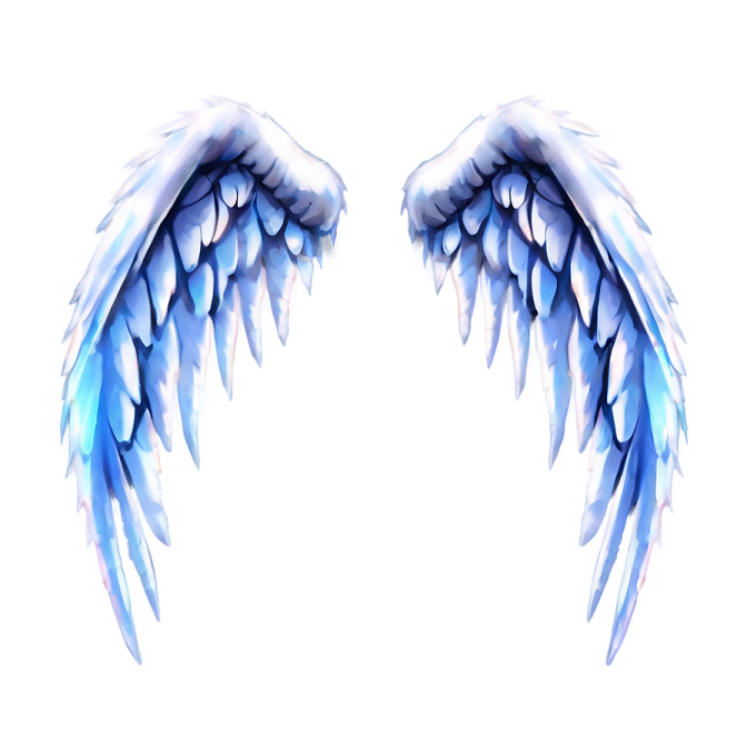two blue wings on a white background