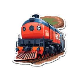 a red and black train is on the tracks