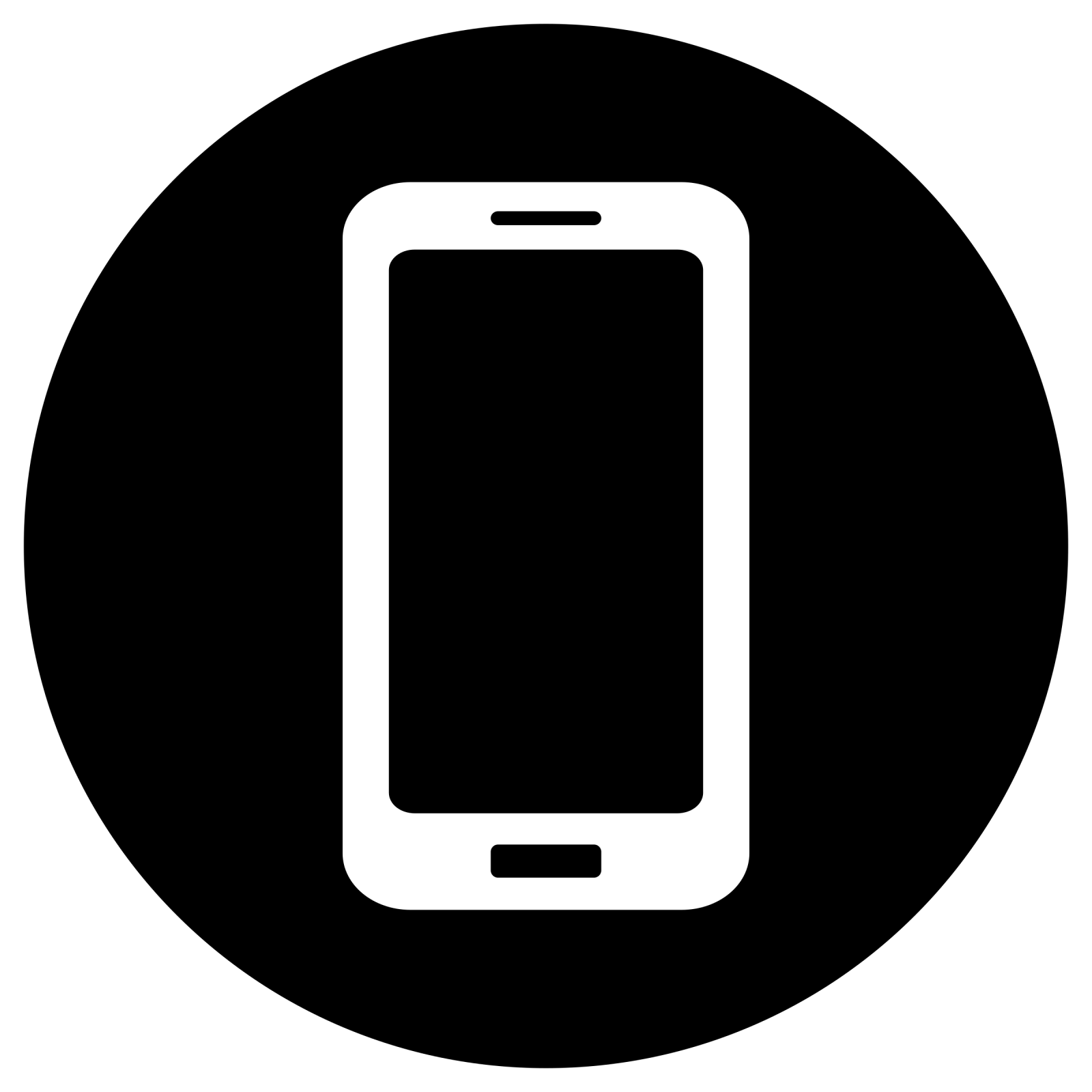 a phone icon in a black circle