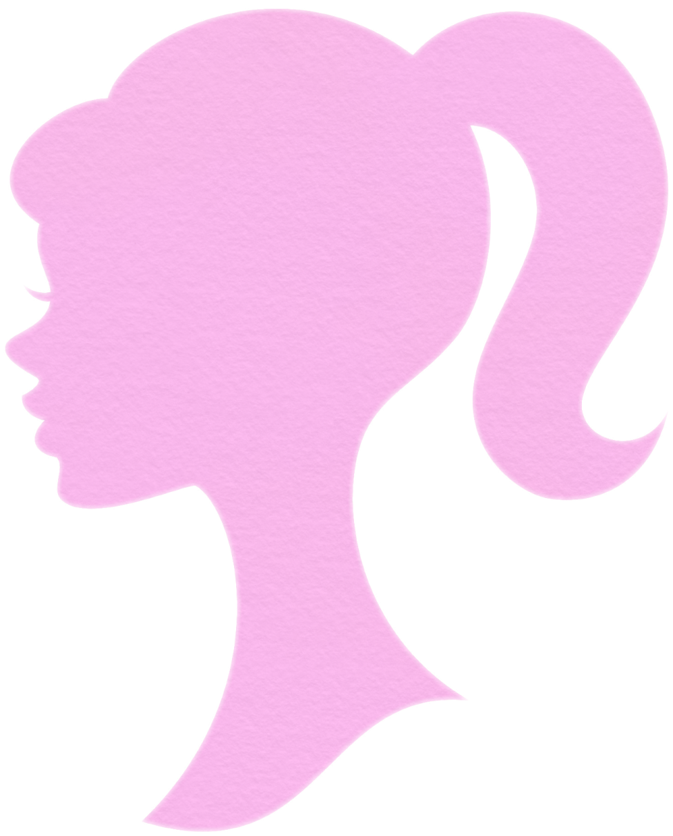 a silhouette of a woman's head in pink