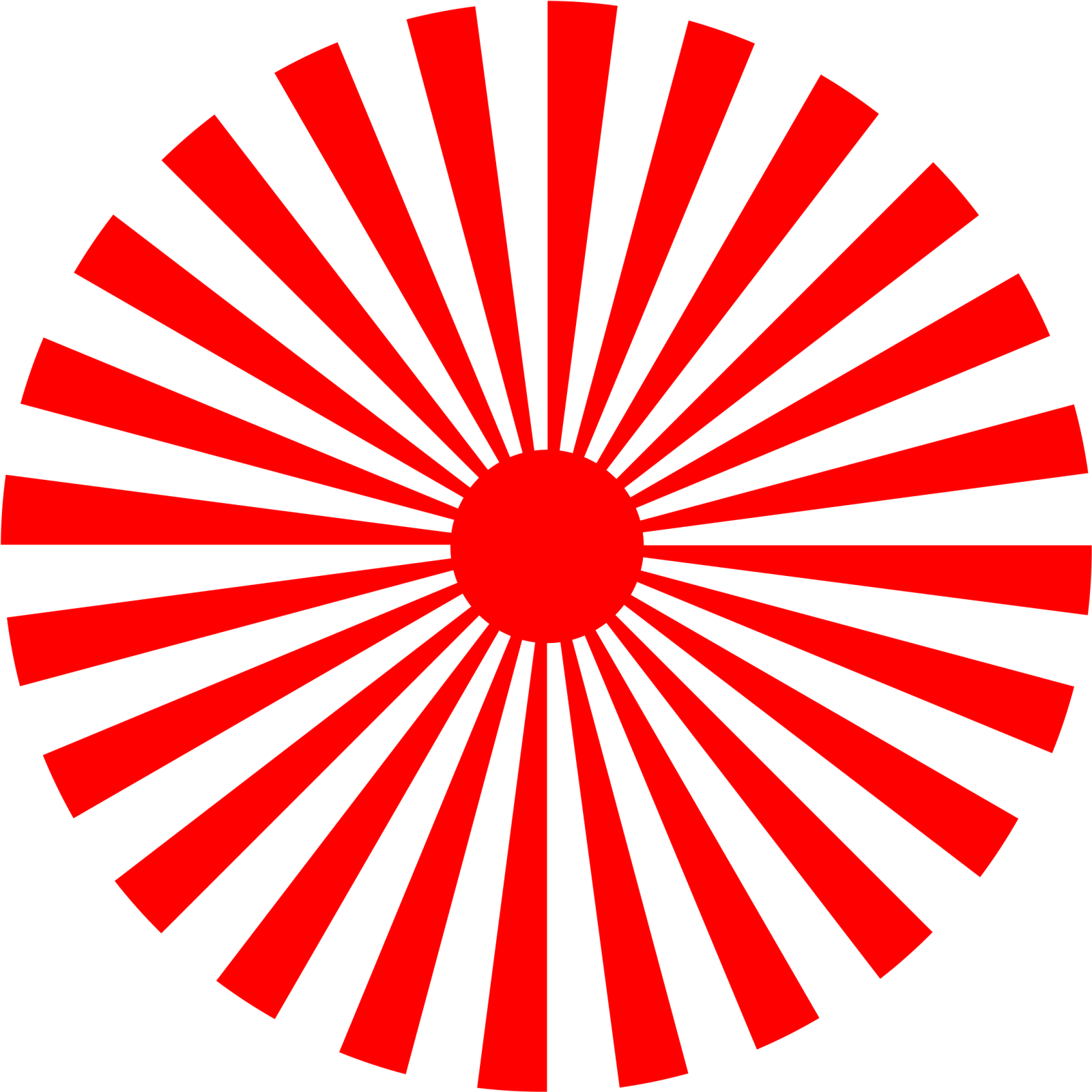 a black and white circle with red stripes