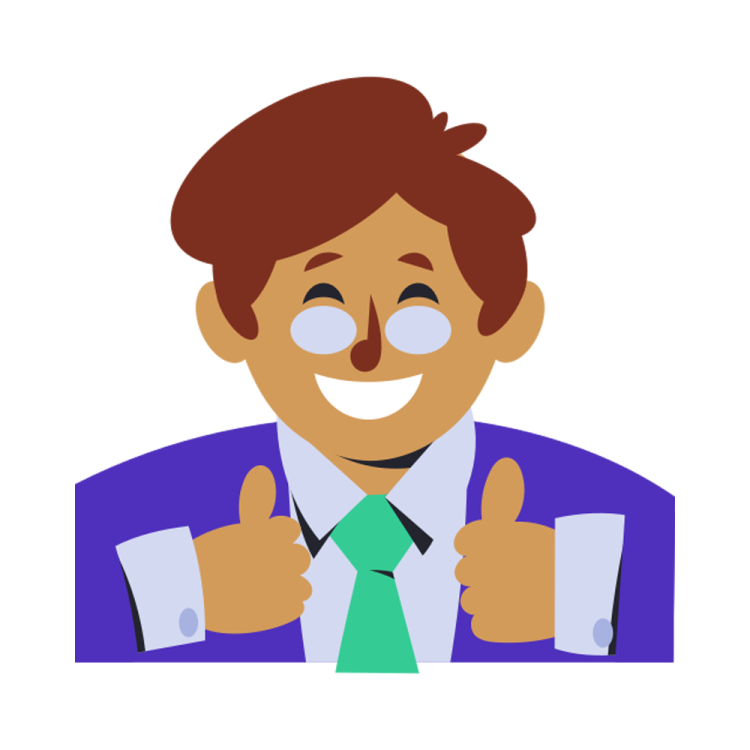 a man in a suit giving a thumbs up