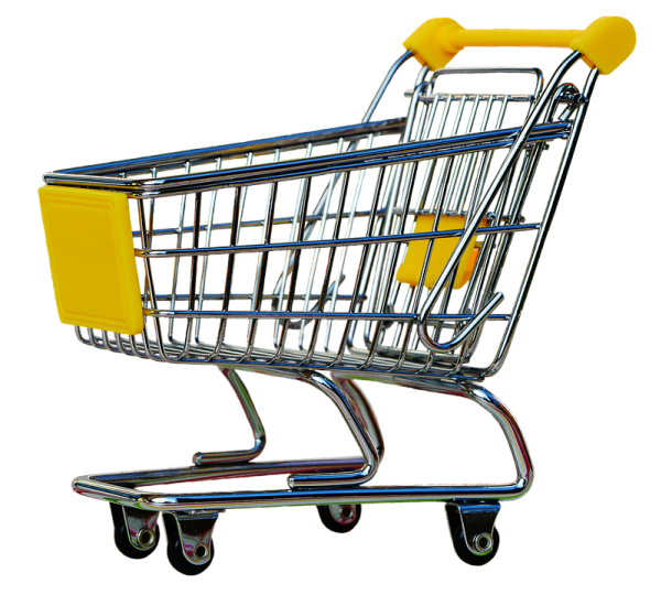 a shopping cart on a white background