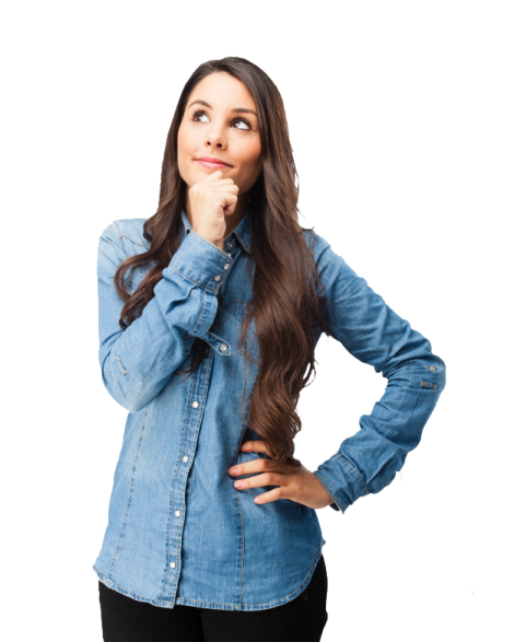 a woman wearing a denim shirt and black pants