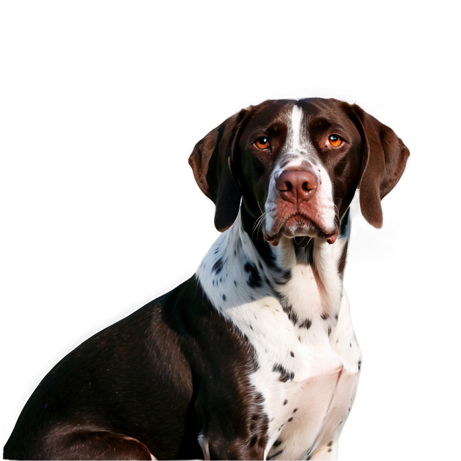 a brown and white dog sitting on a white surface