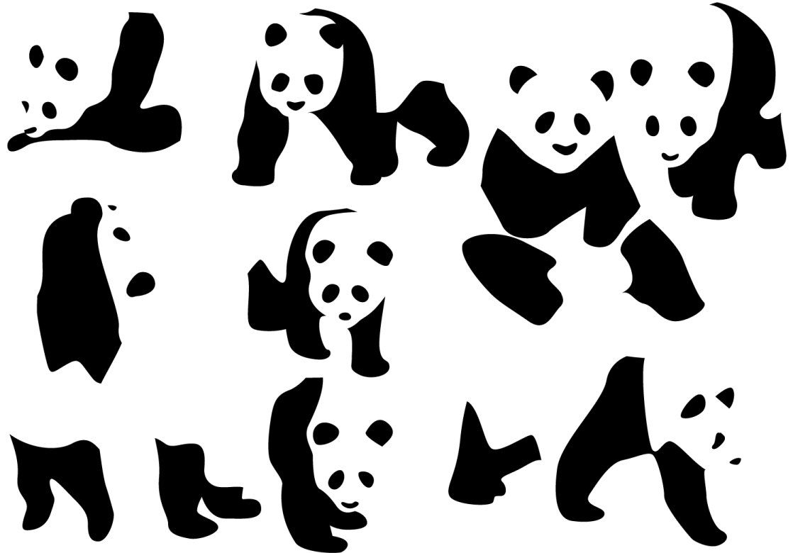 panda face silhouettes