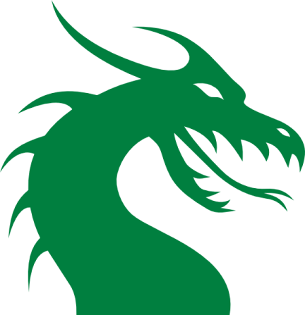 a green dragon head on a white background