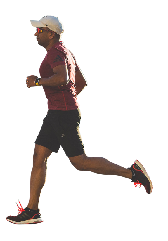 a man running on a white background