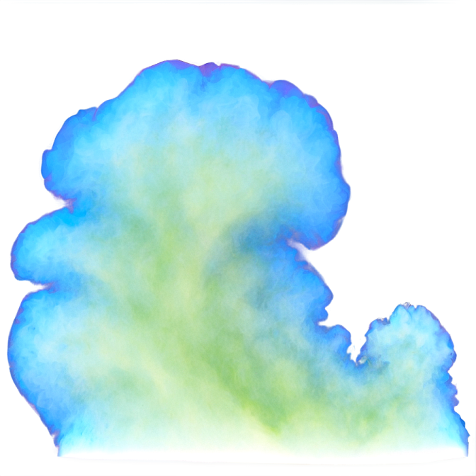 a blue and green cloud on a white background