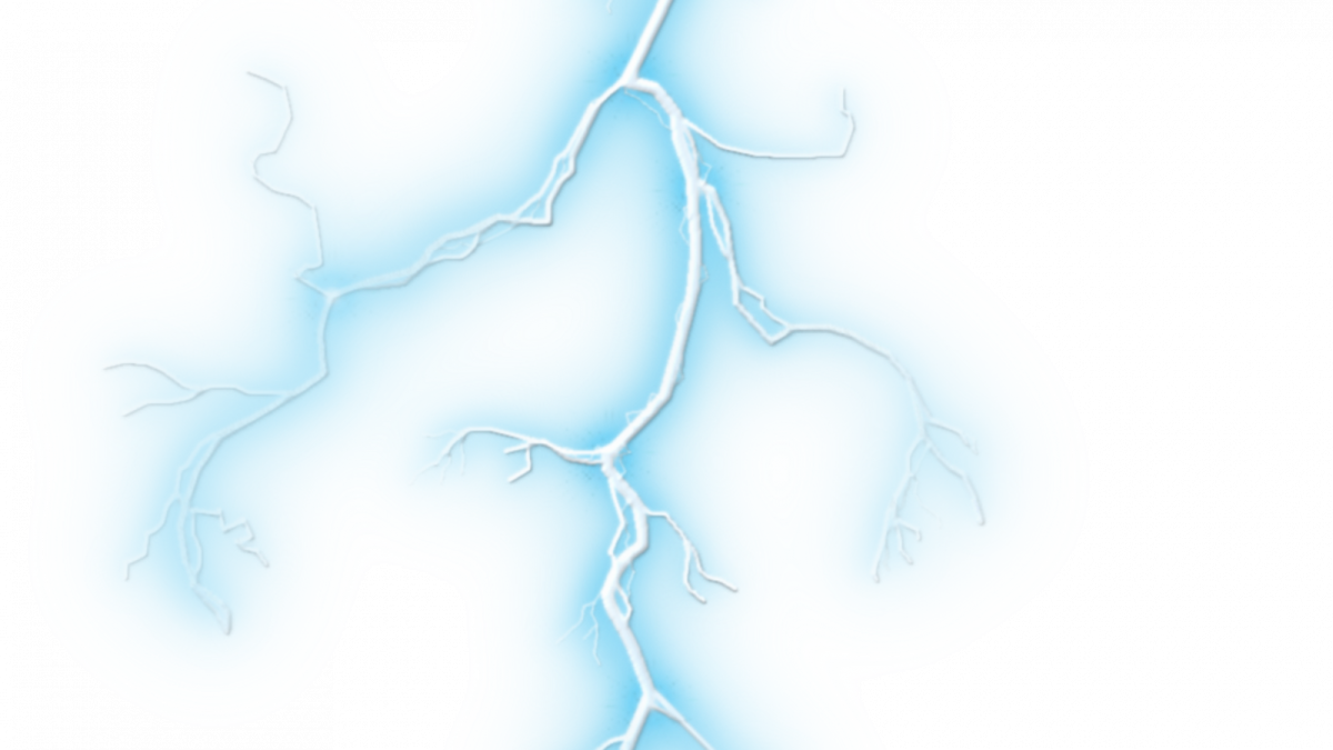 a blue lightning bolt on a white background