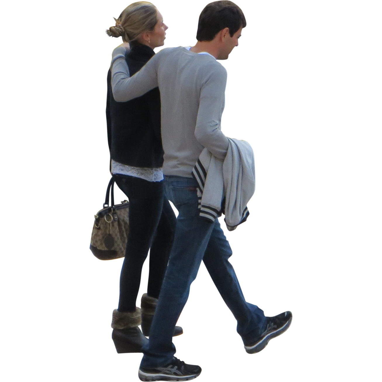 a man and a woman walking together