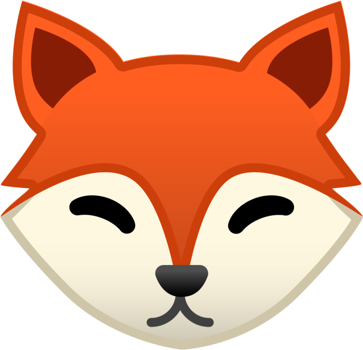 a red fox face with black eyes