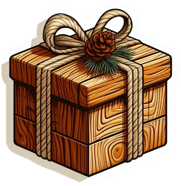 a wooden box with a bow on top