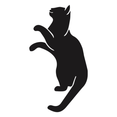 a black and white silhouette of a cat