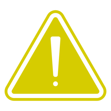 a yellow warning sign on a white background