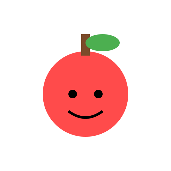 an apple with a smiley face on it