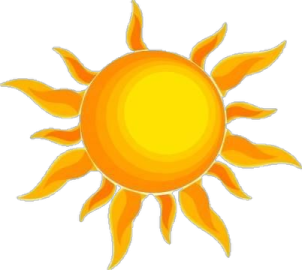a yellow sun on white background