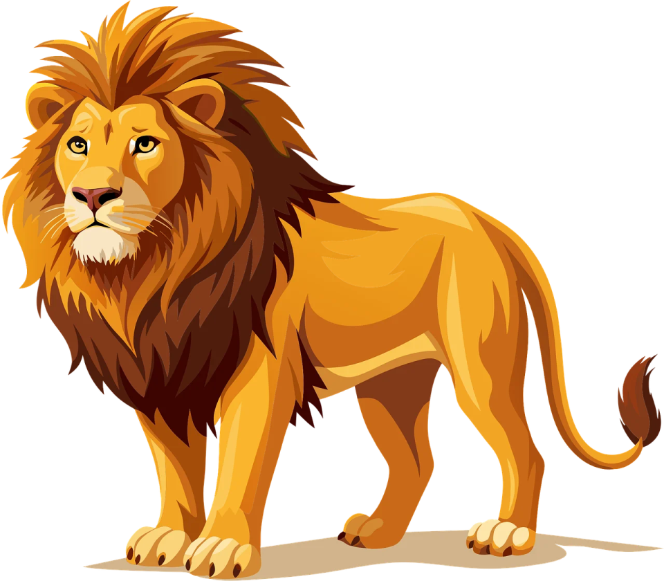 a lion standing on a white background