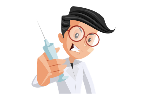 a cartoon character holding a sy in his hand