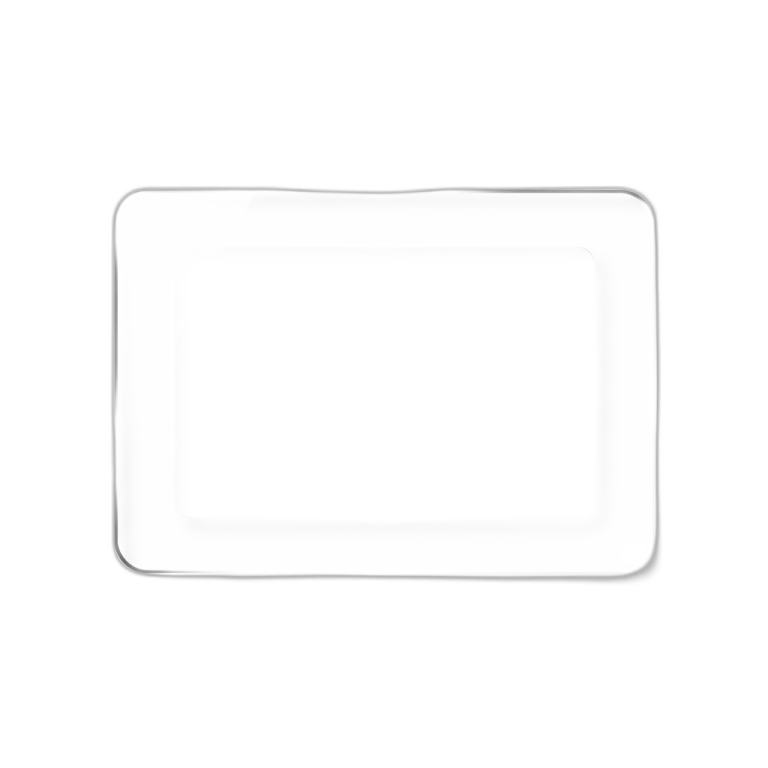 a rectangular glass plate with a white background
