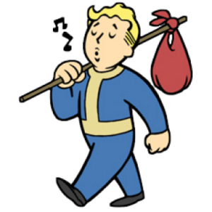 a cartoon of a man carrying a bag