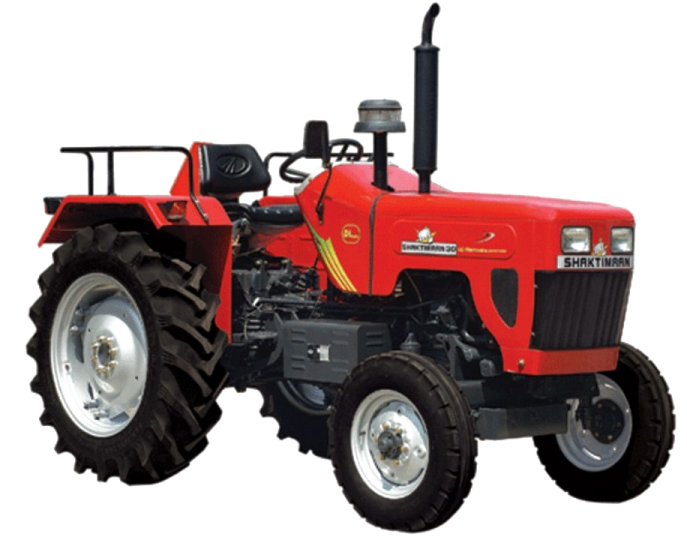 a red tractor on a white background