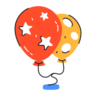 a drawing of two red and yellow balloons
