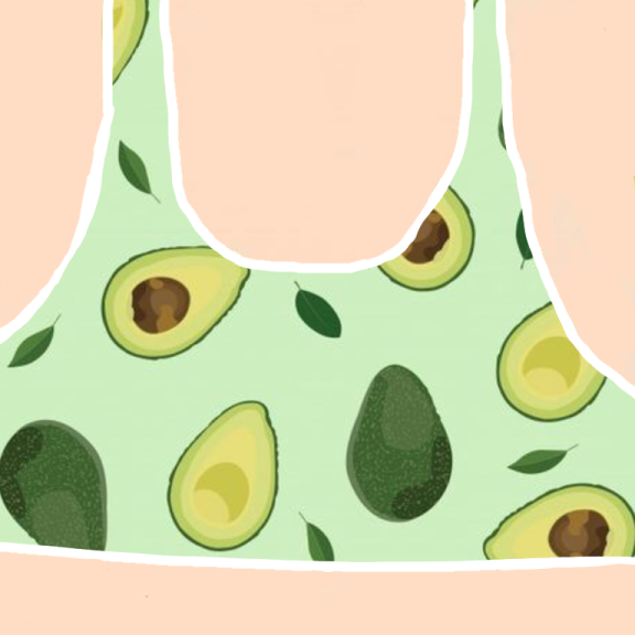 a woman's bra top with avocas on it
