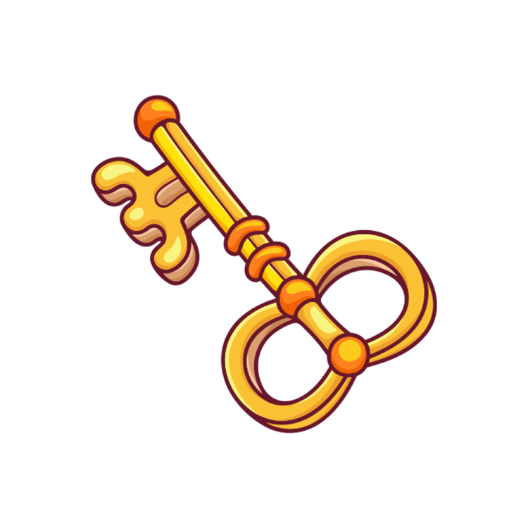 a golden key on a white background