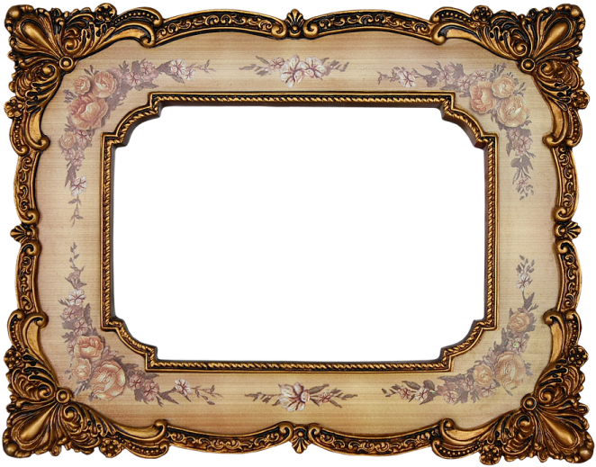 an old wooden frame with a floral pattern