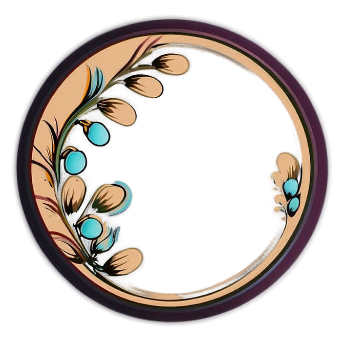 a circular frame with flowers and leaves on it