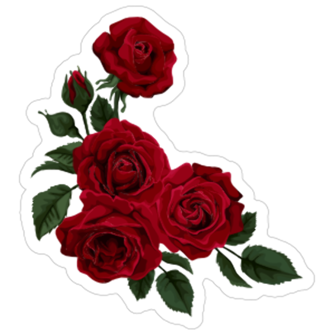 three red roses sticker