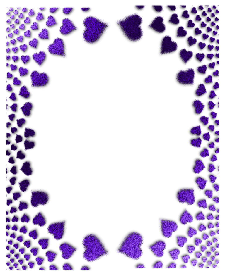 a frame with purple hearts in the middle
