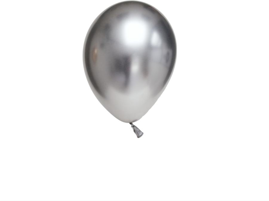 a silver balloon on a white background