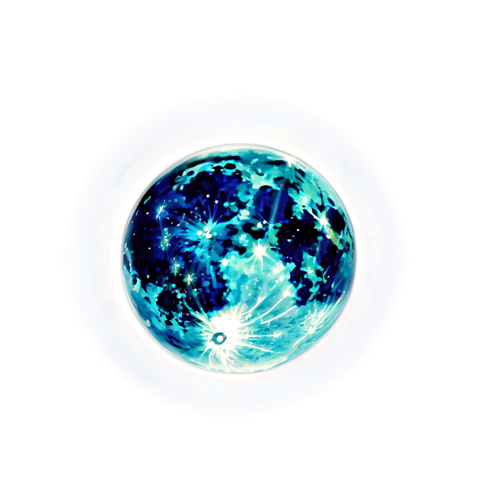 a glass ball with blue and green paint on it