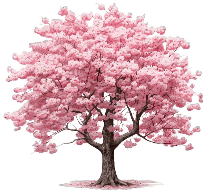 a tree with pink flowers on it