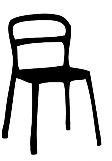a black and white silhouette of a chair