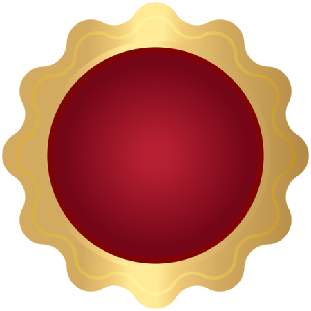 a red and gold medal
