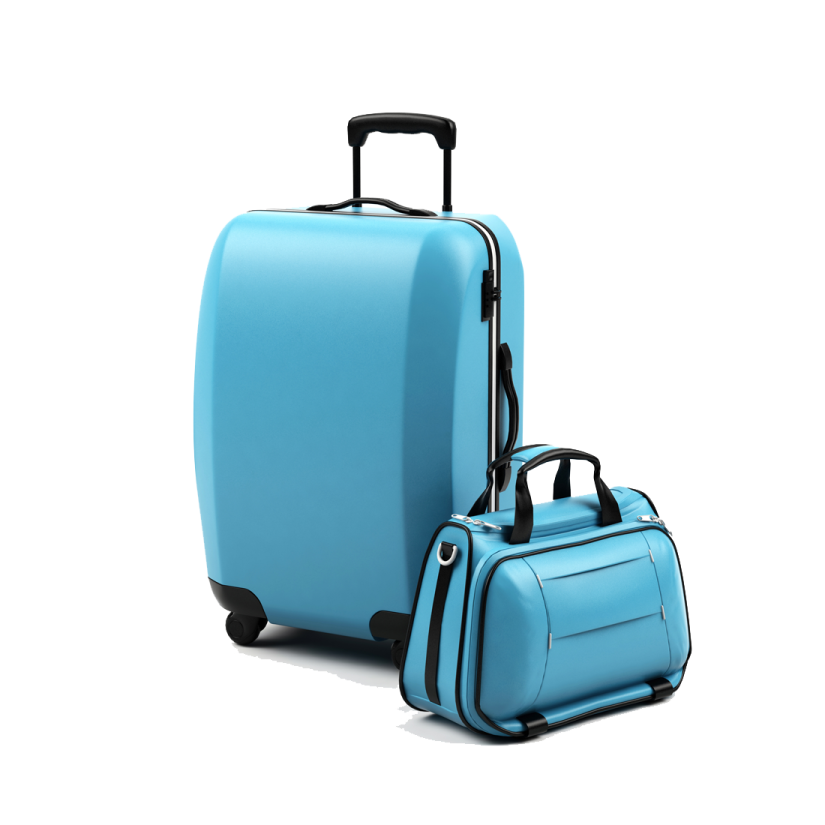 two pieces of luggage on a white background