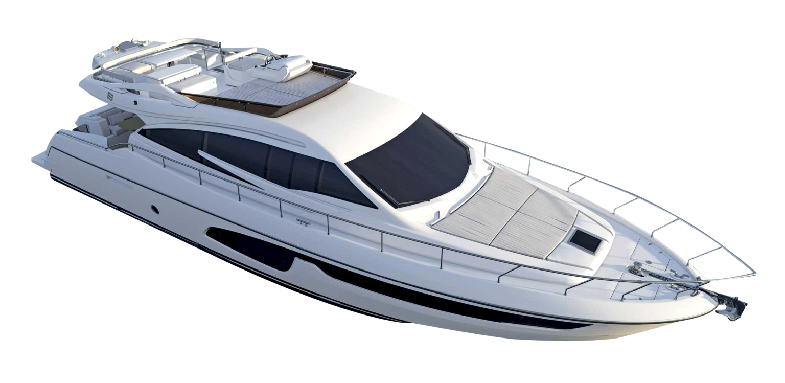 a white boat with black trims on it