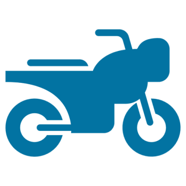 a blue motorcycle on a white background